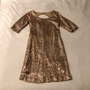 Gold Sequin Crystal Doll Dress